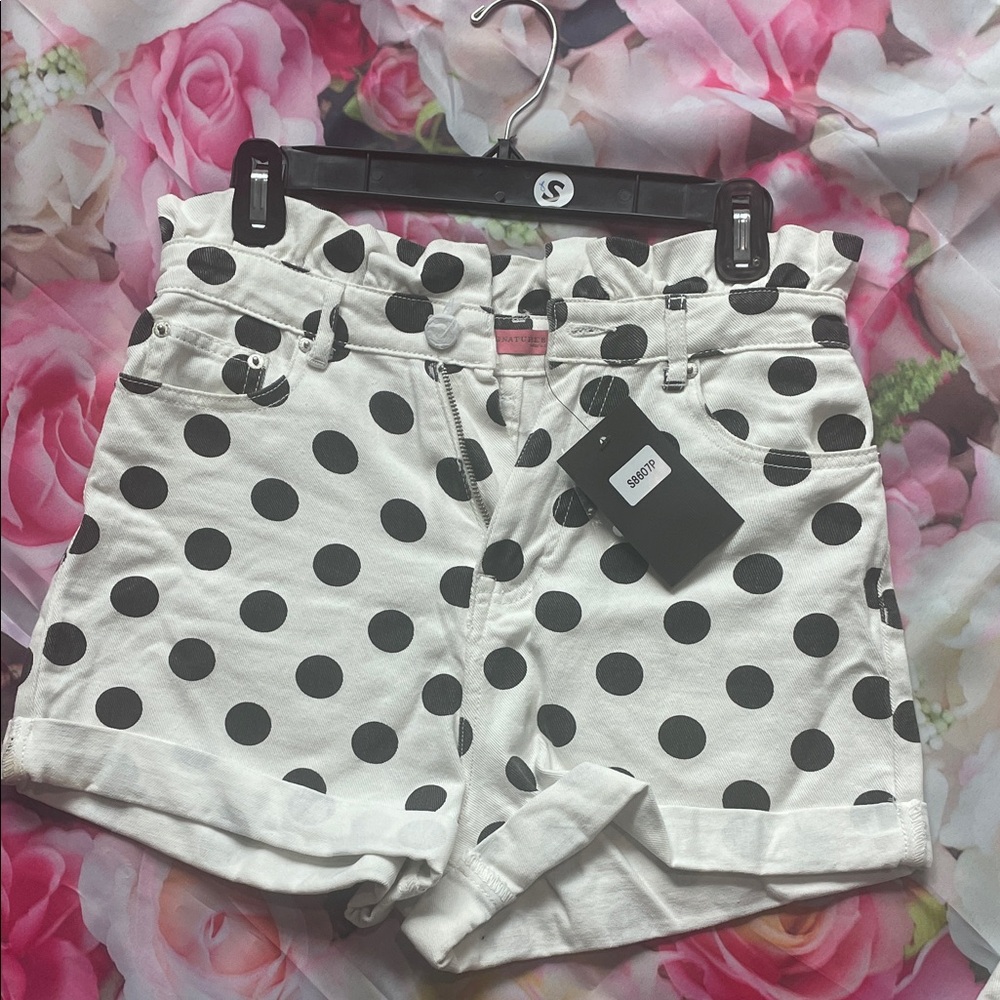 Polka Dot Women's High waisted Shorts with belt loop